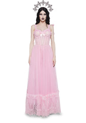Dance With Death Sleeveless Maxi Dress - Pink