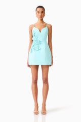Stella Tulip Mini Dress in Aqua Blue