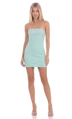 Floral Sequin Mini Dress in Mint Green