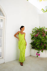 Romantic Flare Maxi Dress Green