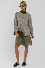 Mazie Lace Trim Shorts in Olive