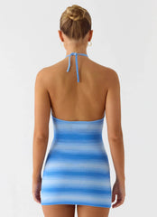 Tini Knit Halter Mini Dress - Cerulean