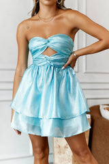 Spin Around Girl Strapless Mini Dress Blue