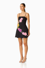 Laurentia Strapless Mini Tulip Dress in Black