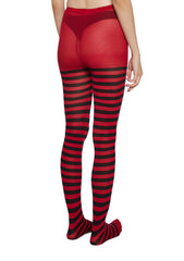 Diva Hex Appeal Striped Tights - Red/Black