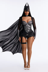 Masked Midnight Crusader 4 Piece Costume Set - Black