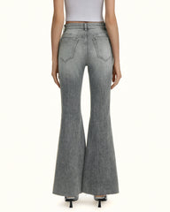 Pearl Accent Bow Boogie Child Fray Jeans - Smoke and Mirrors