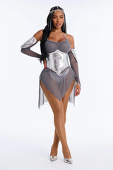 Armor Goddess 5 Piece Costume Set - Silver