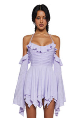 Fairy Delights Ruffled Handkerchief Dress - Purple