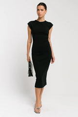 Ivy Fitted Midi Dress in Black