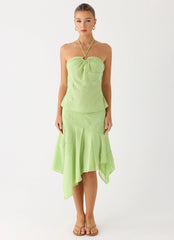 Teneika Beaded Flower Midi Skirt - Lime