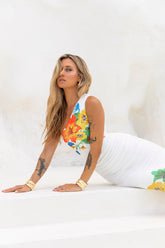 Bloomin' One Shoulder Mesh Maxi Dress White