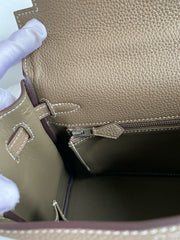 HM KELLY 28CM BROWN TOGO SILVER HARDWARE