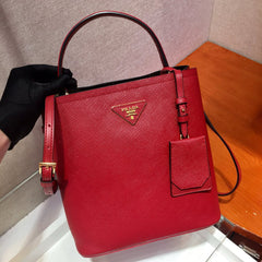 medium pra panier bag 22cm red calfskin