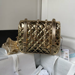 cc large backpack 31cm gold patent calfskin gold hardware