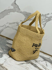 Prada Woven Tote Bag Beige Raffia