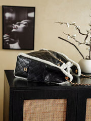 CC 25C Hobo Bag 40cm Black White Lambskin Gold Hardware