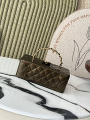 Chanel 2025 Vanity Bag 22cm Olive Green Leather