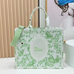 Dior 2026 Book Tote 41cm with Strap Green White Canvas