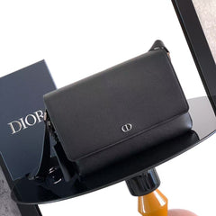 CD Icon Messenger Bag Black Grain