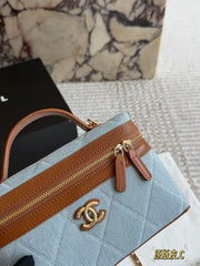 CC Coco Beach Vanity 19cm Light Blue Denim Brown Leather