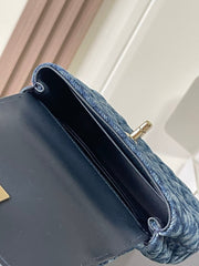CC Coco Handbag 16.5cm Blue Quilted Denim