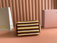 Miu Crochet Pouch Cognac/Yellow Cotton
