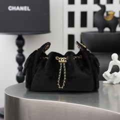 CC 2026 Hobo Bag 22cm Black Ponyhair