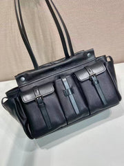 Prada Route Shopping Bag Black Leather
