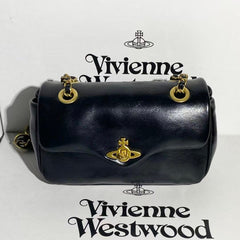 Vivienne Westwood Medium Anita Shoulder Bag Black Shiny Lambskin
