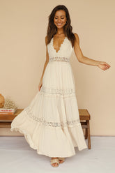 Playing Games Maxi Dress Beige