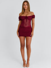 Rosemary Mini Dress Burgundy