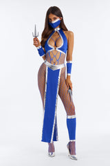 Sneak Attack Seductress 8 Piece Costume Set - Blue/combo