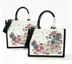 CD Book Tote With Strap Dior Hortensia Garden Embroidery Canvas 163495