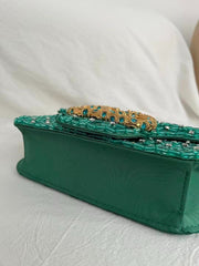 VLTN Locò Shoulder Bag Emerald Green Embroidered Satin