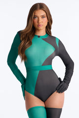 Emerald Heat 5 Piece Halloween Costume - Black/Green