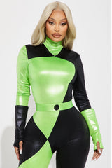 Green Flame Hottie 4 Piece Costume Set - Green/combo