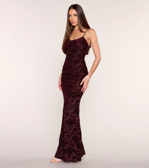 Aileen Floral Velvet Burnout Mermaid Dress