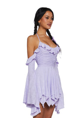 Fairy Delights Ruffled Handkerchief Dress - Purple