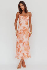 Nerida Low Back Twist Maxi Dress Orange