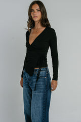 Ariella Wrap Top in Black