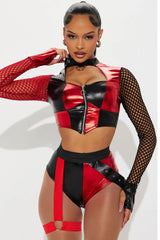Sexy Toxic Villain 2 Piece Costume Set - Red/Black