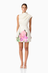 Azelie Asymmetrical Mini Dress in White