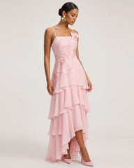 Orchid Embroidered Layered Maxi Dress - Pink
