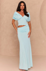 I'm Your Girl Off Shoulder Maxi Dress Aqua