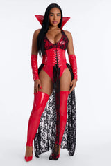 Seductive Fang 5 Piece Halloween Costume - Red/Black