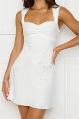 Exotic Flair Satin Mini Dress White