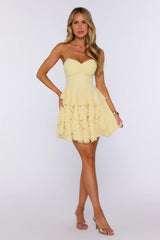 A Girl Can Dream Strapless Mini Dress Yellow