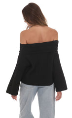 Oversized Knit Off Shoulder Jumper in Black