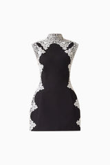 Elysia Lace Mini Dress in Black
